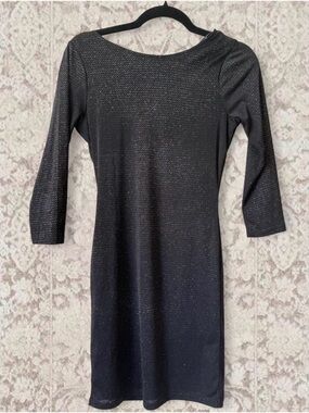 TopShop Black Midi Sparkly Bodycon Dress - Size 6